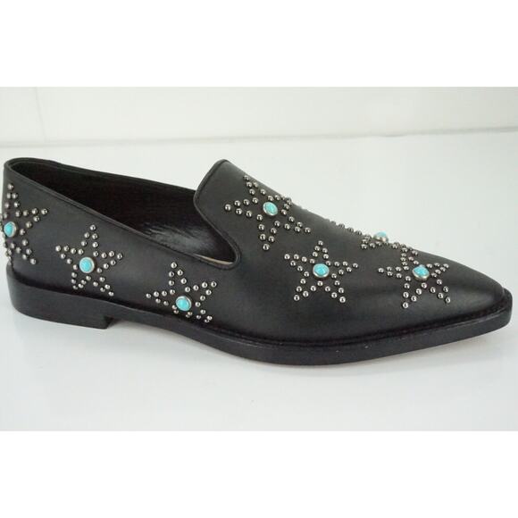 Valentino Beatles Star Studded Pointy Toe Flat Loafer Size 37 New Slip On $1095 - Picture 2 of 11